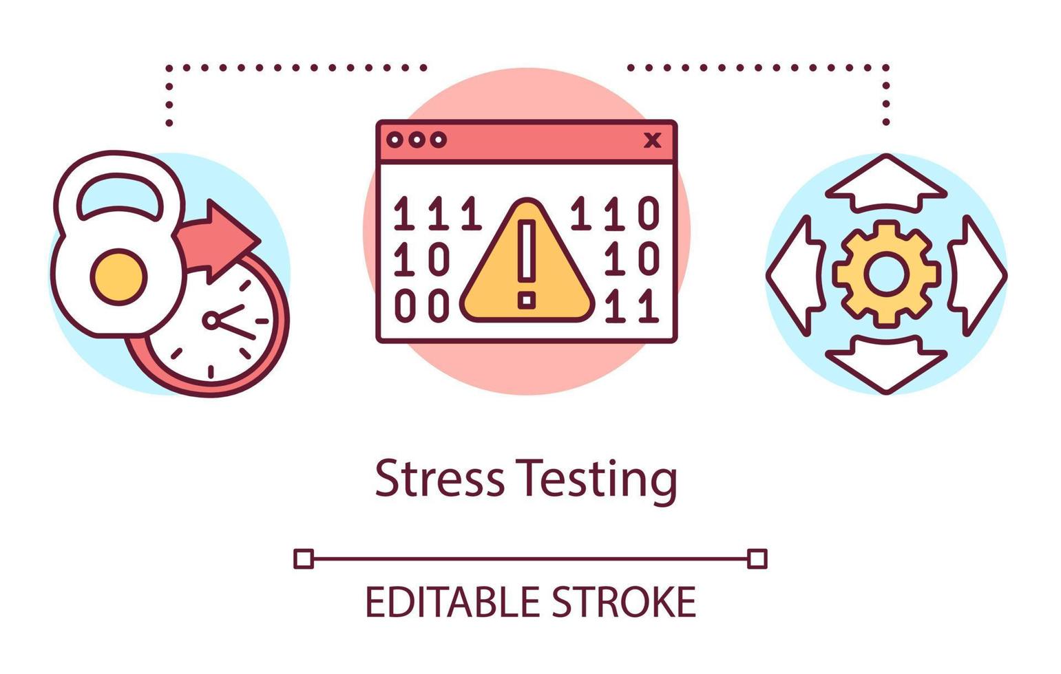 icona del concetto di stress test. esaminare l'illustrazione della linea sottile dell'idea di stabilità. processo di test del software. indicando problemi e problemi. disegno di contorno isolato vettoriale. tratto modificabile vettore