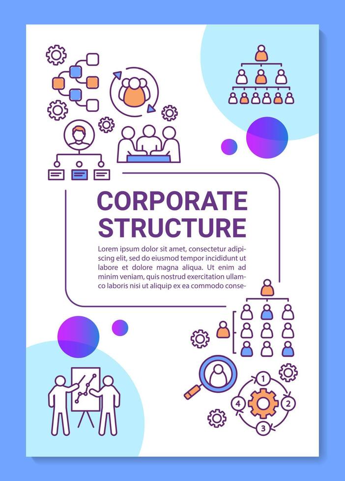 layout del modello del poster della struttura aziendale. gerarchia professionale. gestione aziendale. banner, opuscolo, design di stampa di volantini con icone lineari. layout di pagina di brochure vettoriali per riviste, volantini