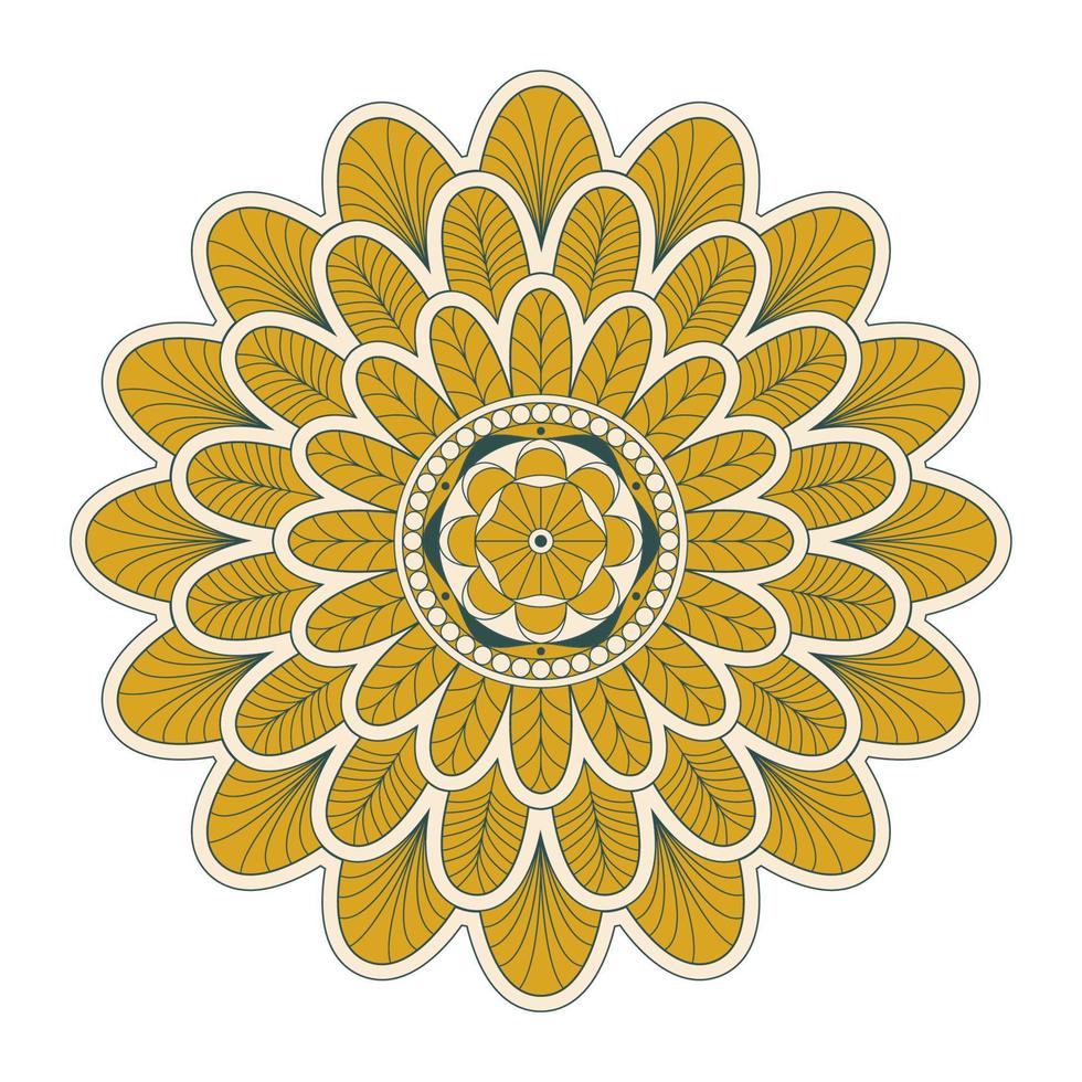 vettore di mandala. un ornamento giallo rotondo simmetrico. disegno etnico. stampa estiva