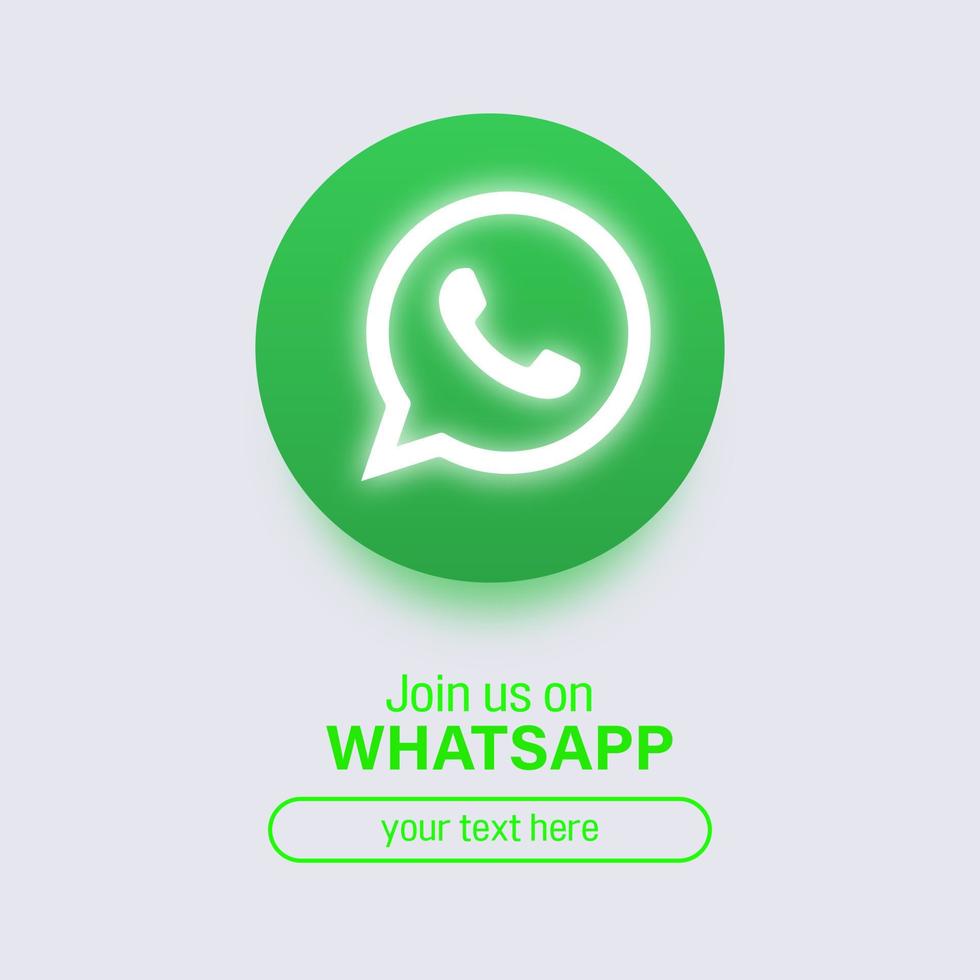 unisciti a noi su whatsapp social media banner quadrato con logo 3d luminoso vettore