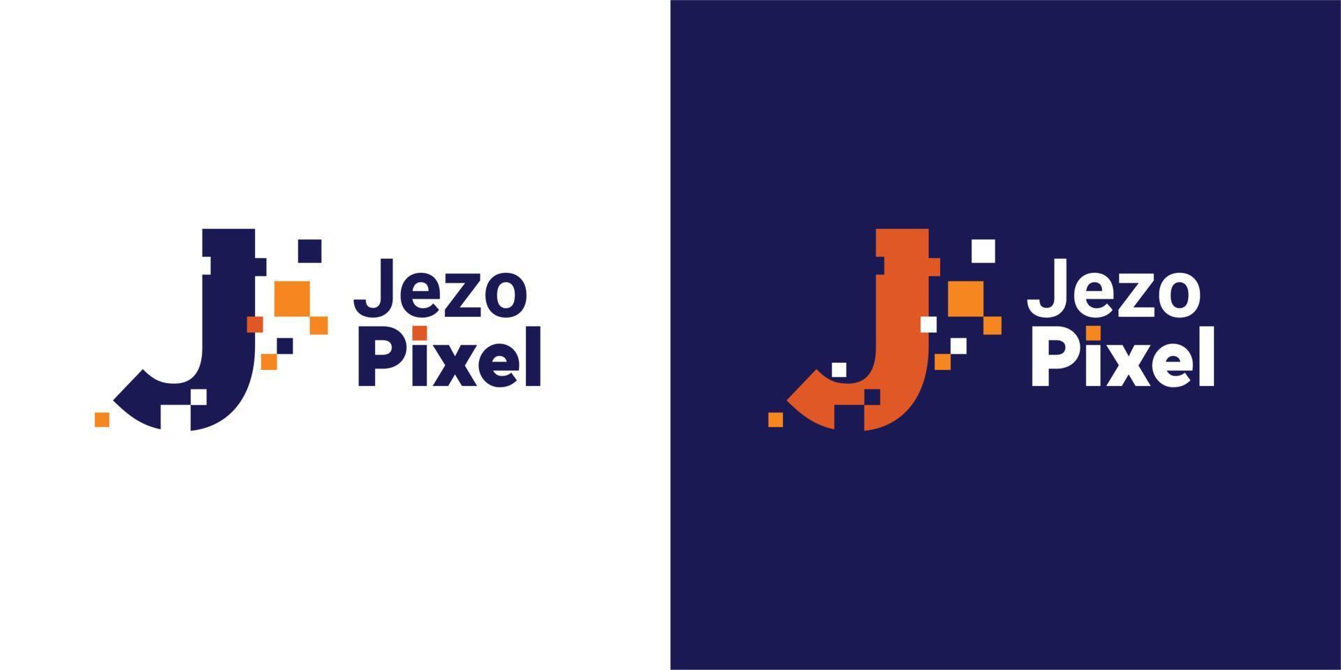 logo minimalista della lettera j. j lettera pixel mark digitale 8 bit vettore