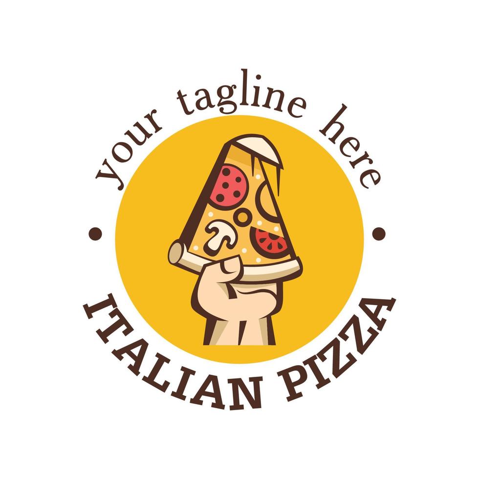 illustrazione vettoriale di pizza. logo della pizza italiana. in stile cartone animato.