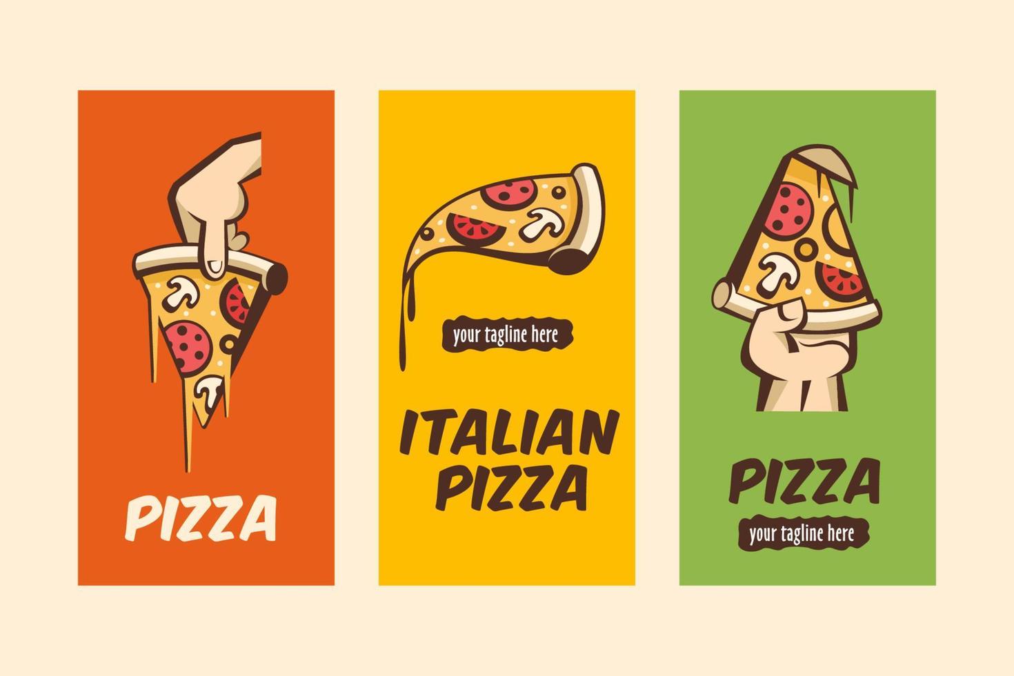 illustrazione vettoriale di pizza. logo della pizza italiana. in stile cartone animato.