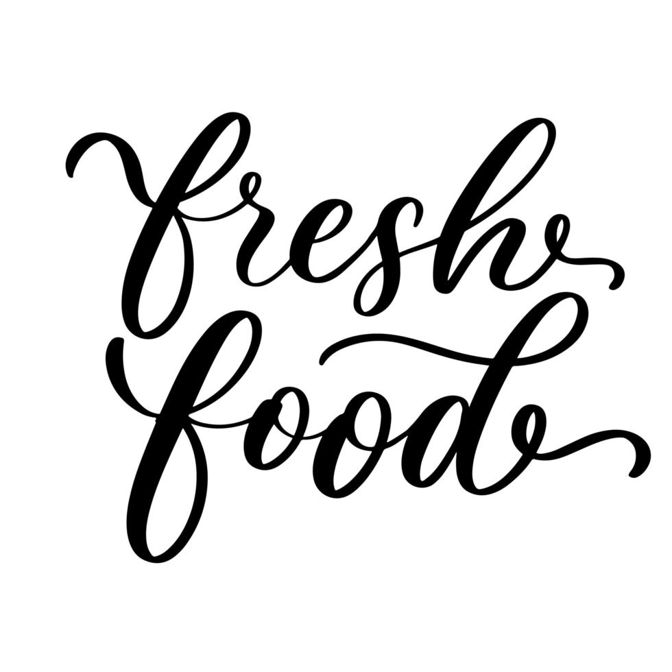iscrizione tipografica di cibo fresco per centro benessere, negozio biologico e vegetariano, poster, logo. vettore