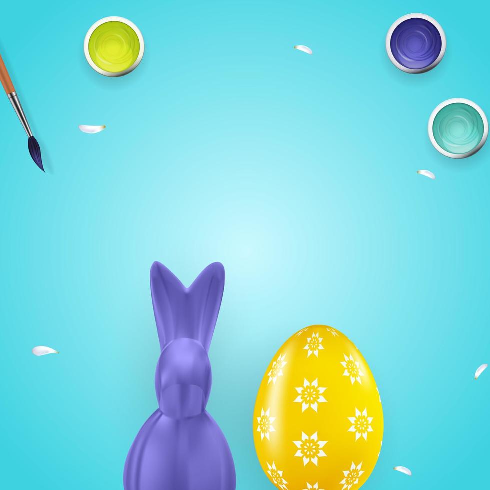modello di poster di pasqua con uova di Pasqua realistiche 3d. modello per pubblicità, poster, flyer, biglietto di auguri. illustrazione vettoriale eps10