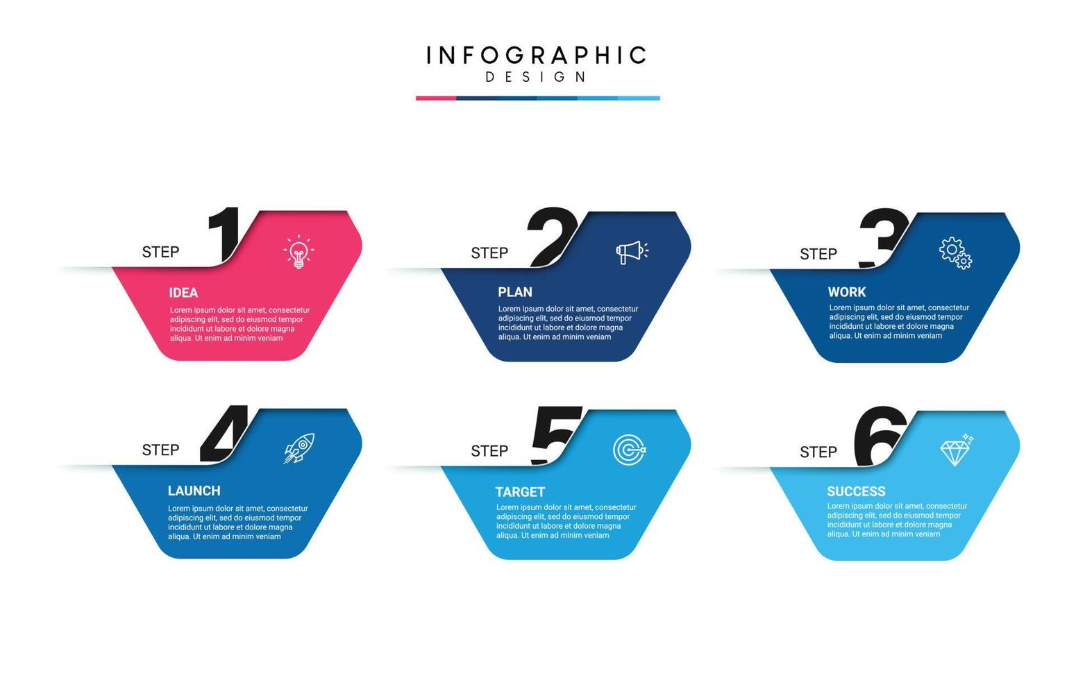 progettazione del modello di infografica del processo di timeline di affari di passaggi con le icone vettore