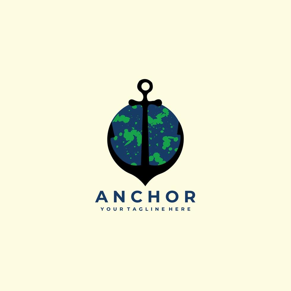 Anchor logo design linea arte illustrazione vettoriale design creativo natura minimalista monolinea contorno lineare semplice moderno