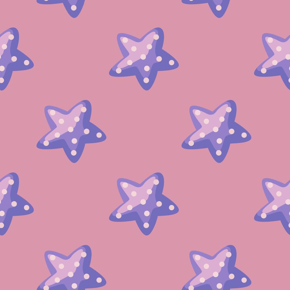 stella di mare senza cuciture su sfondo rosa. modelli di stelle marine marine per tessuto. vettore