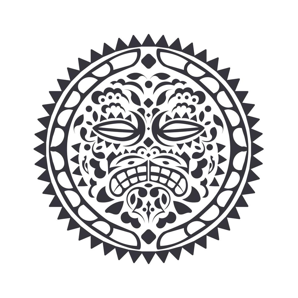 maschera di disegno del tatuaggio polinesiano. maschere spaventose nell'ornamento nativo polinesiano, isolate su bianco, illustrazione vettoriale