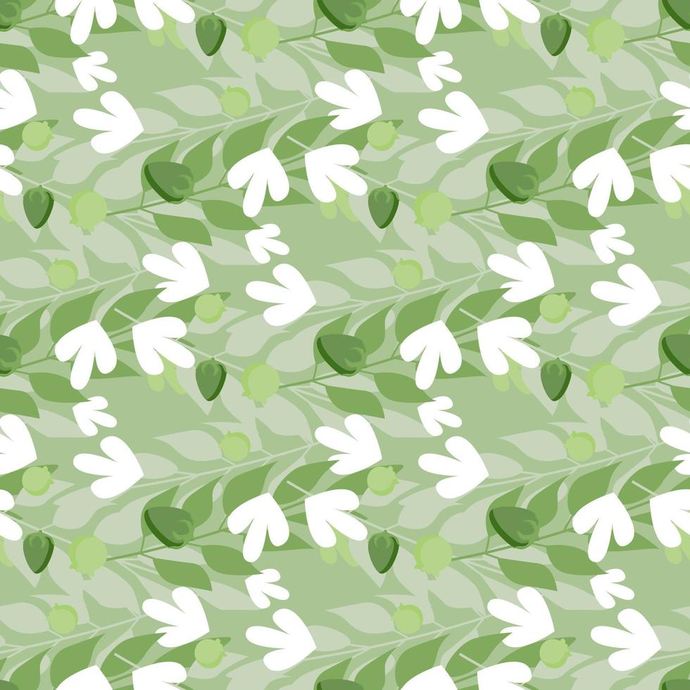 estate foglie a base di erbe seamless pattern su sfondo verde. vettore
