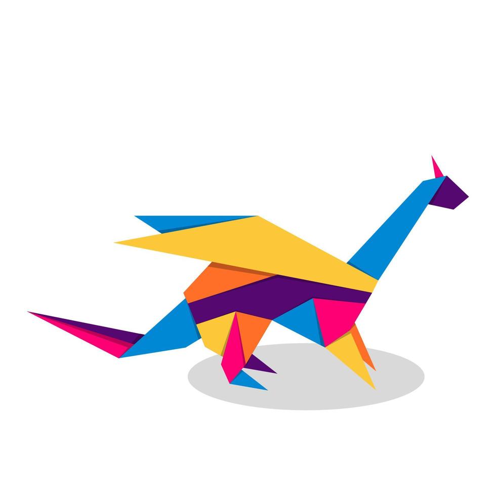 origami del drago. disegno astratto colorato drago vibrante logo. origami animali. illustrazione vettoriale