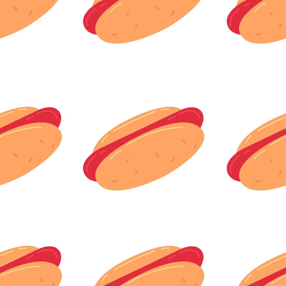 modello carino con hot dog in stile piatto cartone animato. Illustrazione vettoriale su sfondo bianco.