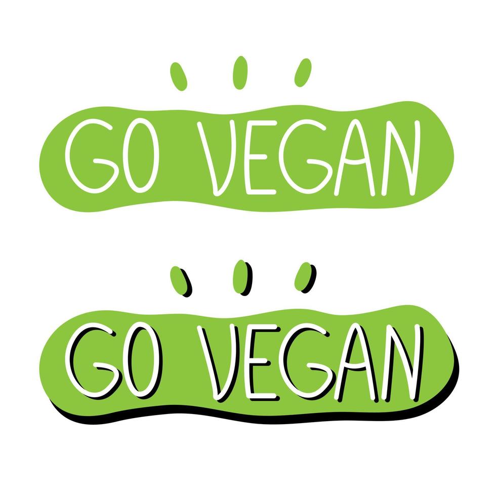 vai a scritte vegane in una bolla verde. illustrazione vettoriale sul tema del veganismo e del vegetarianismo.