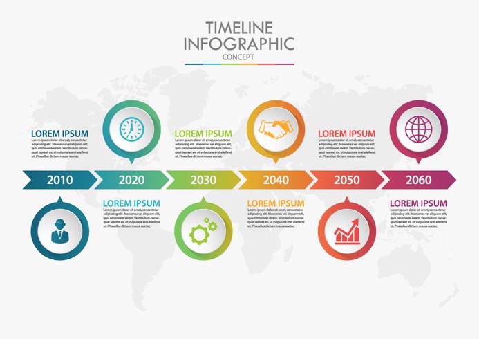 Visualizzazione dei dati aziendali. Icone infographic di cronologia progettate per modello astratto vettore