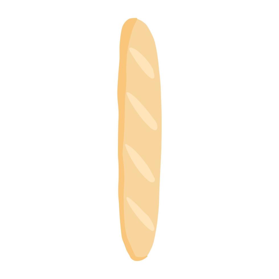 baguette su sfondo bianco. cartone animato francia prodotti da forno in stile doodle. vettore