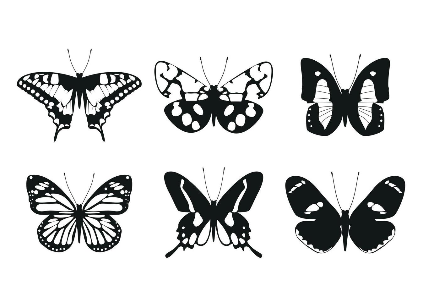 impostare le ali di farfalla. illustrazione vettoriale e icone di contorno.