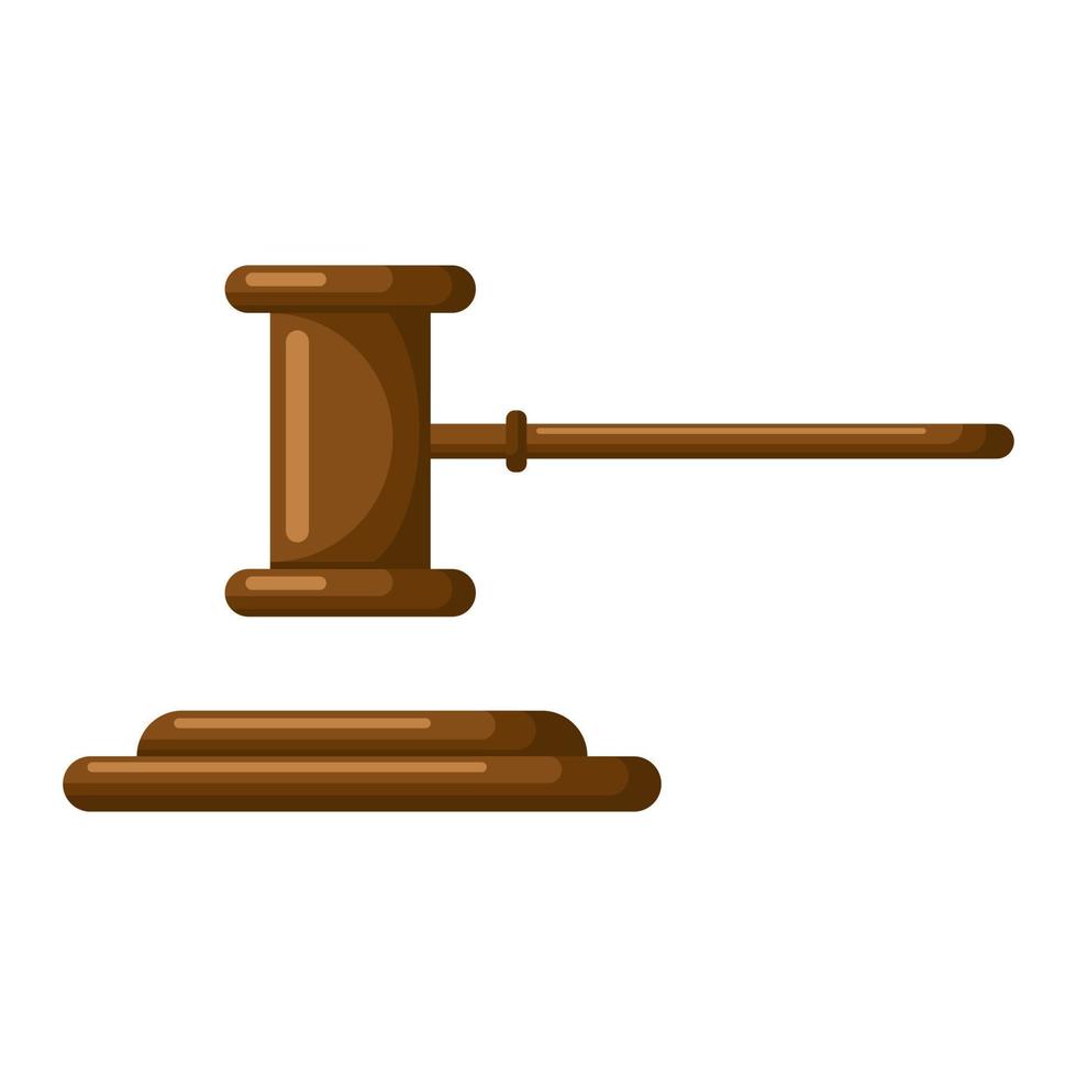 giudice martello di legno isolato su sfondo bianco. elemento giudiziario. vettore
