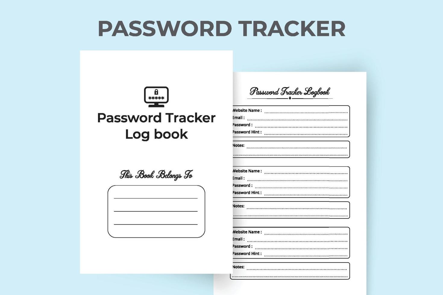 tracker password e interni del taccuino con informazioni sul sito Web. libro  di bordo interno. interno del diario del tracker password. modello interno  del diario del registro password del sito Web. 5668734