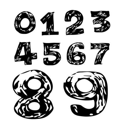 Icona di tiraggio della mano di numeri vettore