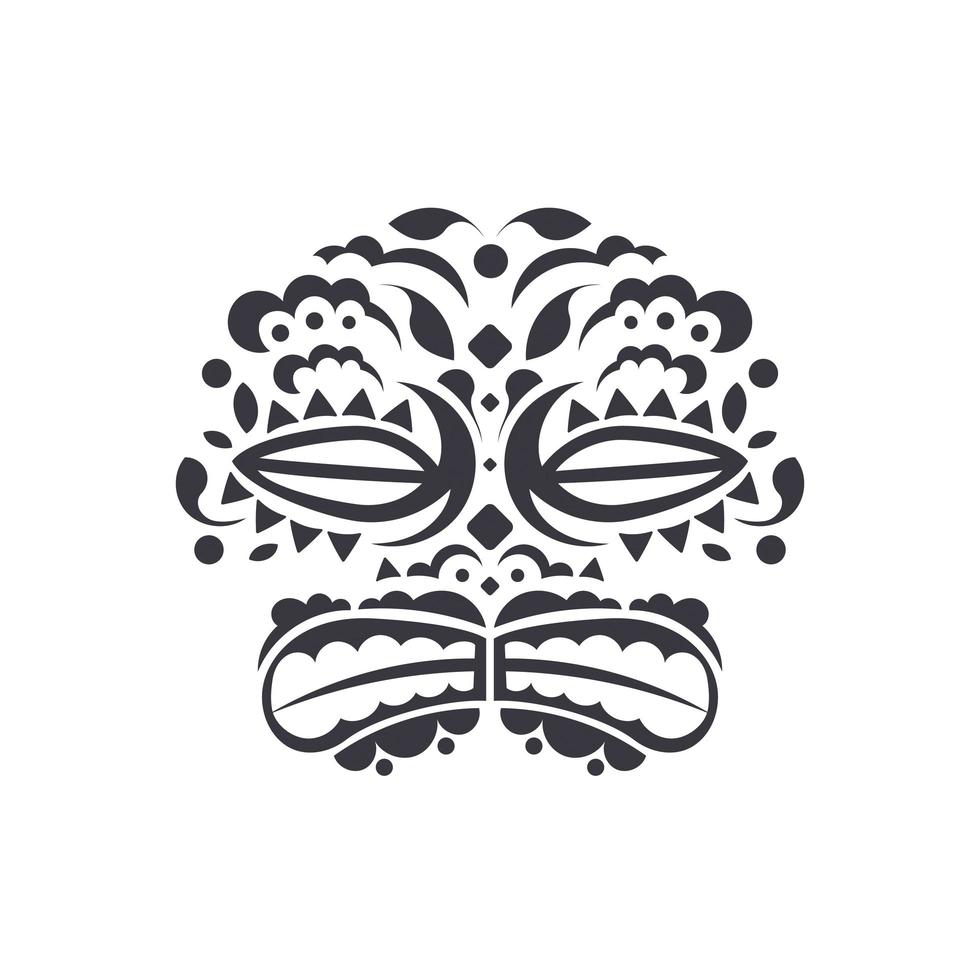maschera antica illustrazione logo design modello vettoriale. tatuaggio in stile hawaiano polinesiano a forma di maschera. isolato. vettore
