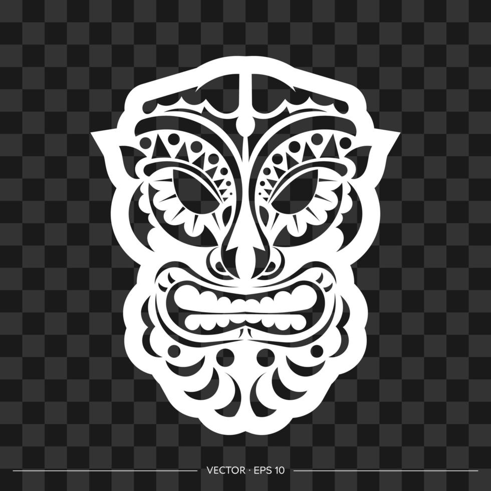 faccia di demone fatta di motivi. contorno del viso o della maschera del demone. modelli polinesiani, hawaiani o maori. per t-shirt, stampe e tatuaggi. illustrazione vettoriale. vettore