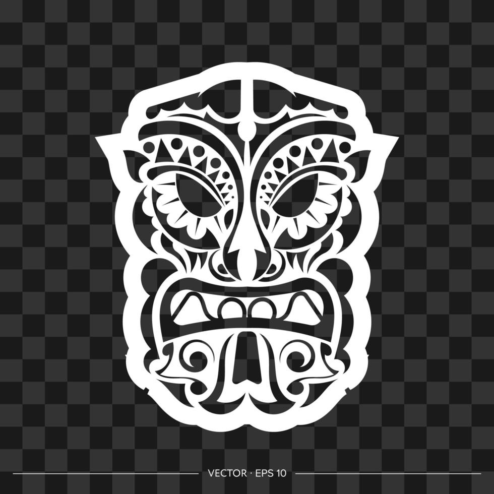 faccia di demone fatta di motivi. contorno del viso o della maschera del demone. modelli polinesiani, hawaiani o maori. per t-shirt, stampe e tatuaggi. vettore