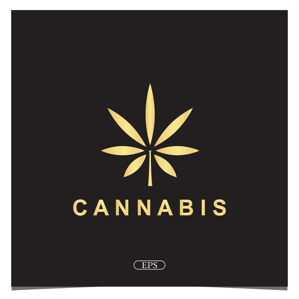 lusso oro cannabis logo premium elegante modello vettoriale eps 10