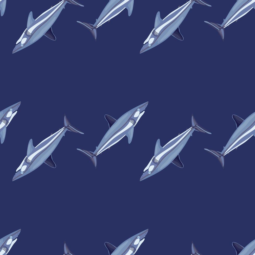 mako di squalo senza cuciture su sfondo blu brillante. modelli di animali per tessuto. vettore
