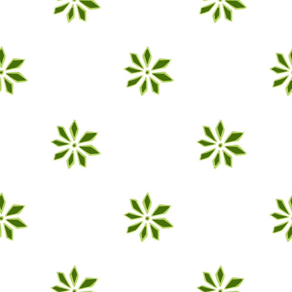 modello doodle senza cuciture isolato con elementi di fiori di garofano. sfondo bianco. ornamento verde. vettore