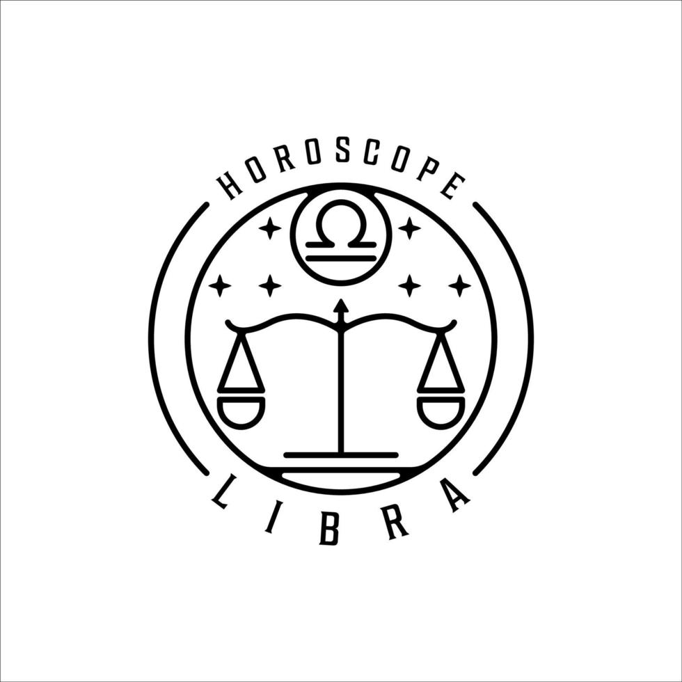 scale zodiac of libra logo line art semplice minimalista illustrazione vettoriale modello icona design. simbolo di misticismo e astrologia del segno dell'oroscopo