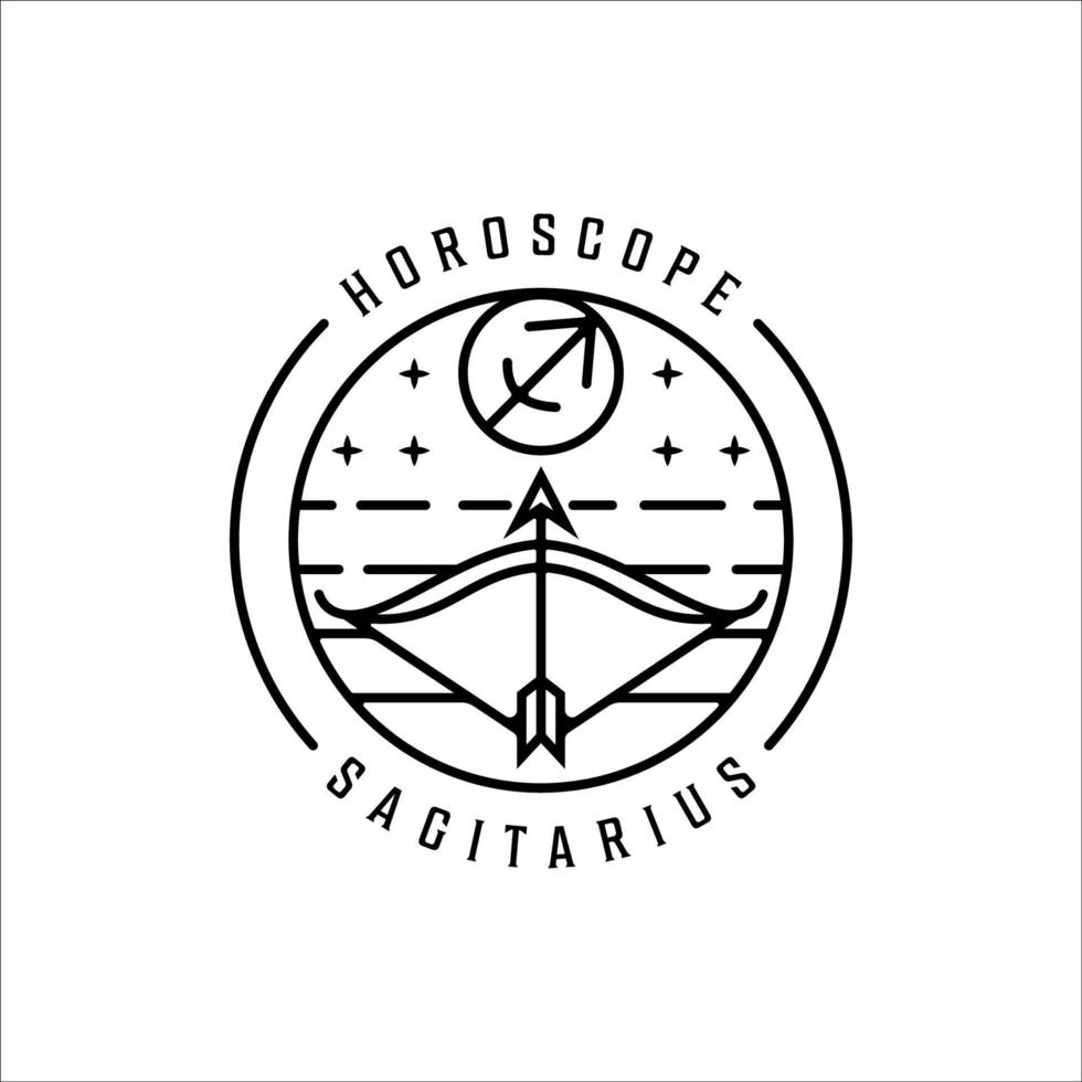 freccia centauro zodiaco sagittario logo line art semplice minimalista illustrazione vettoriale modello icona design. simbolo di misticismo e astrologia del segno dell'oroscopo