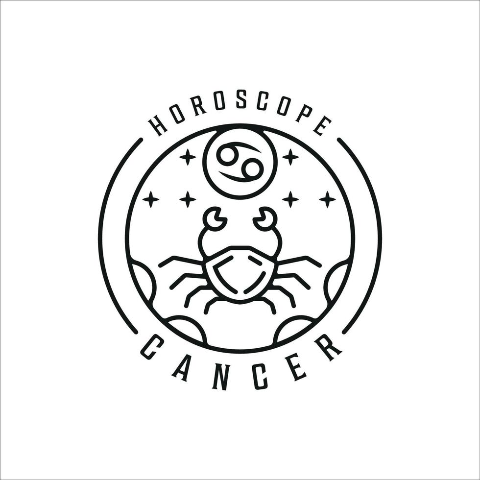 zodiaco del granchio del logo del cancro line art design semplice e minimalista dell'icona del modello di illustrazione vettoriale. simbolo di misticismo e astrologia del segno dell'oroscopo vettore