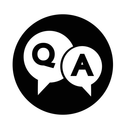 Icona di bolla di discorso di domanda e risposta vettore