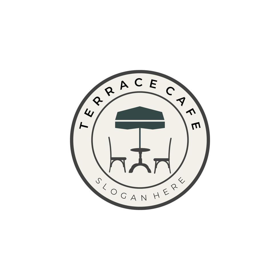 Terrace Cafe emblema logo colore vintage illustrazione vettoriale modello design
