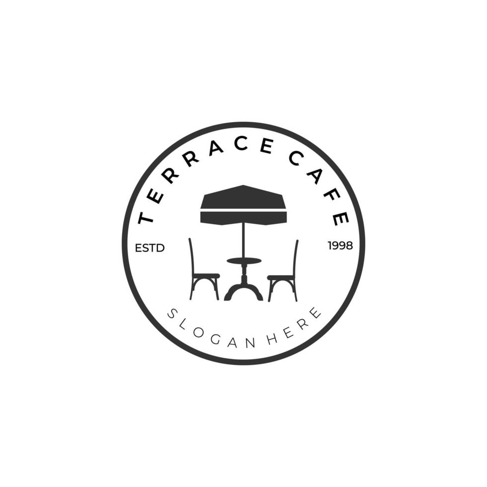 Terrace Cafe emblema logo vintage illustrazione vettoriale modello design