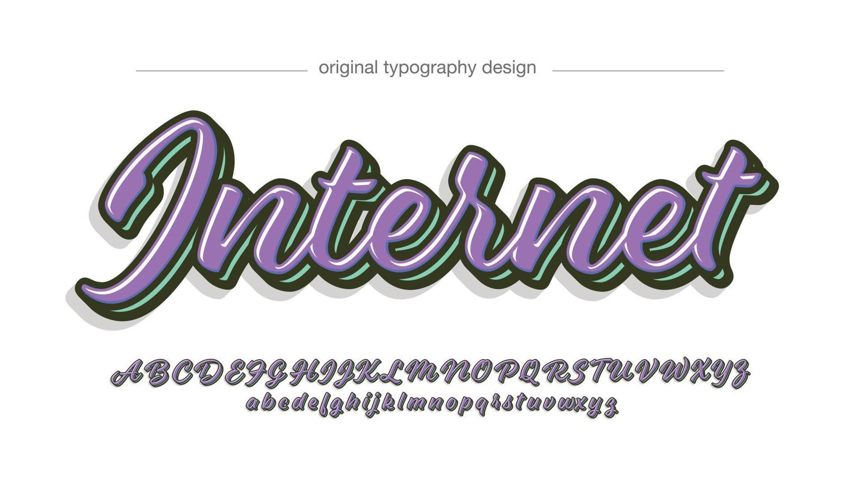 carattere calligrafico moderno viola e verde vettore