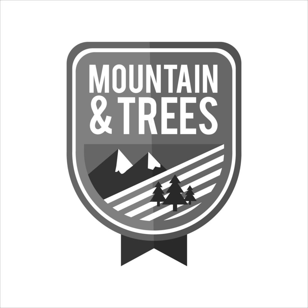 logo semplice avventure all'aria aperta e spedizioni in montagna, foreste e natura vettore