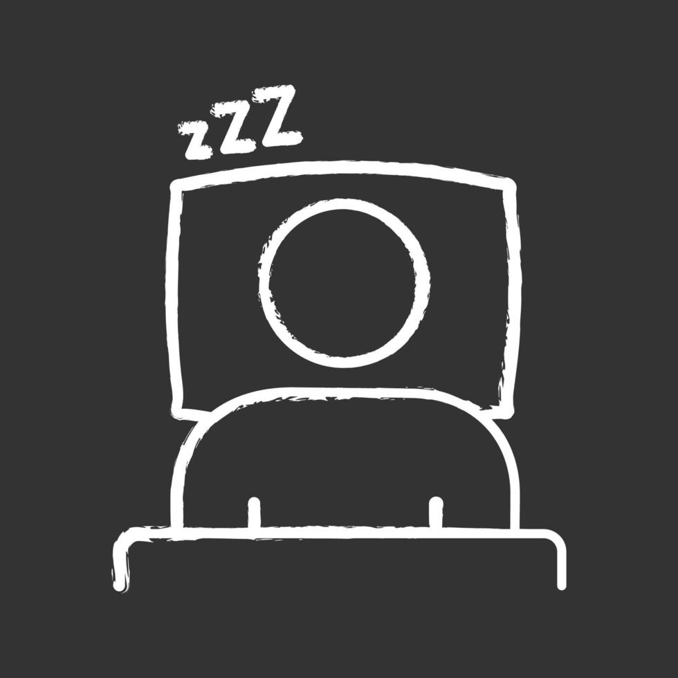 icona del gesso del tempo di sonno. riposo. routine quotidiana. prevenzione e cura dello stress. sonno salutare. illustrazione di lavagna vettoriale isolata