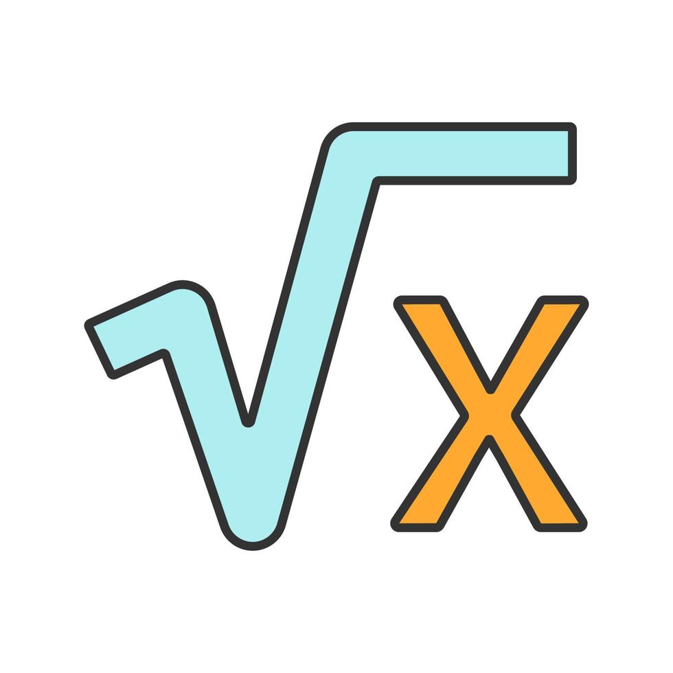 radice quadrata dell'icona del colore x. espressione matematica. illustrazione vettoriale isolata