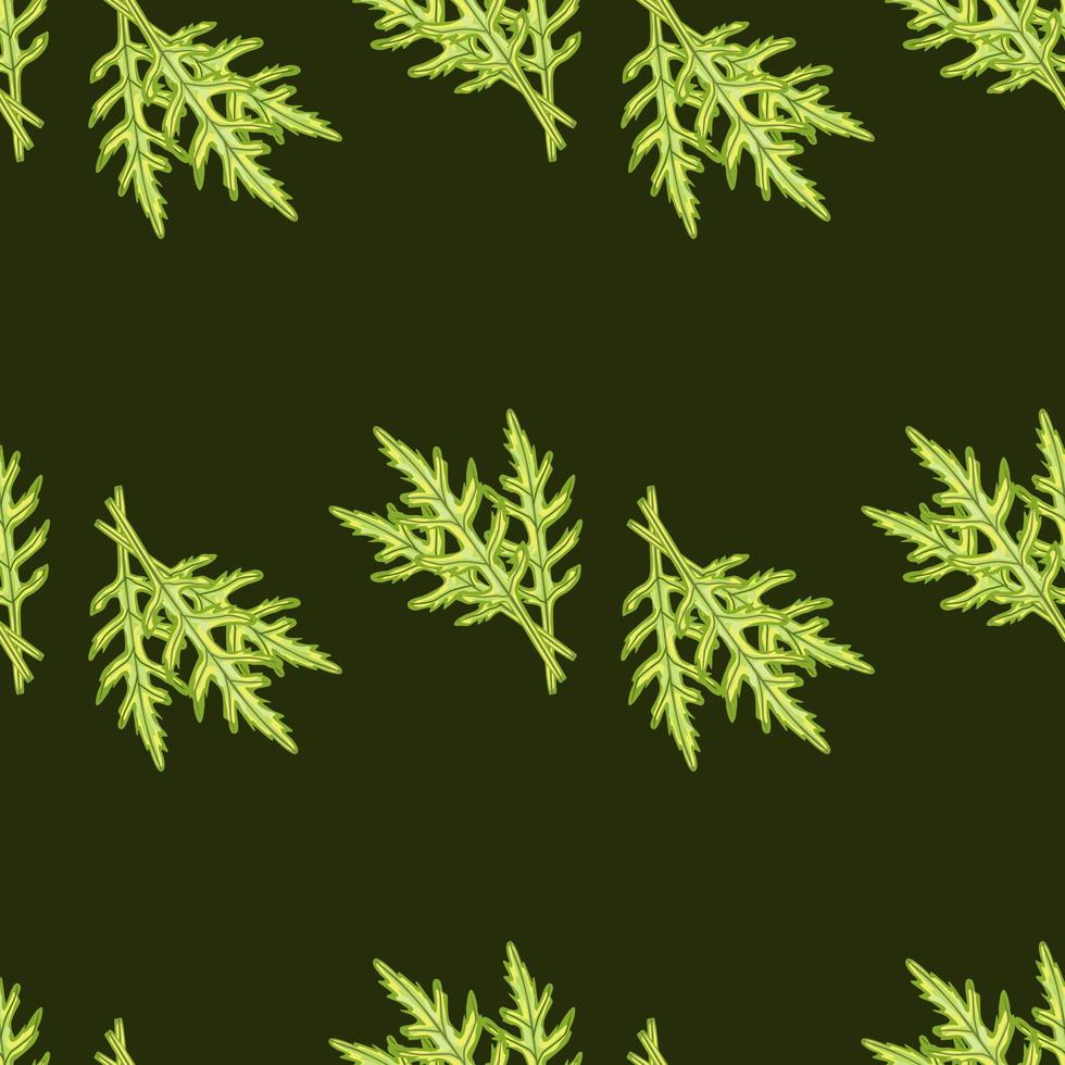 insalata di rucola mazzo senza cuciture su sfondo verde scuro. semplice ornamento con lattuga. vettore