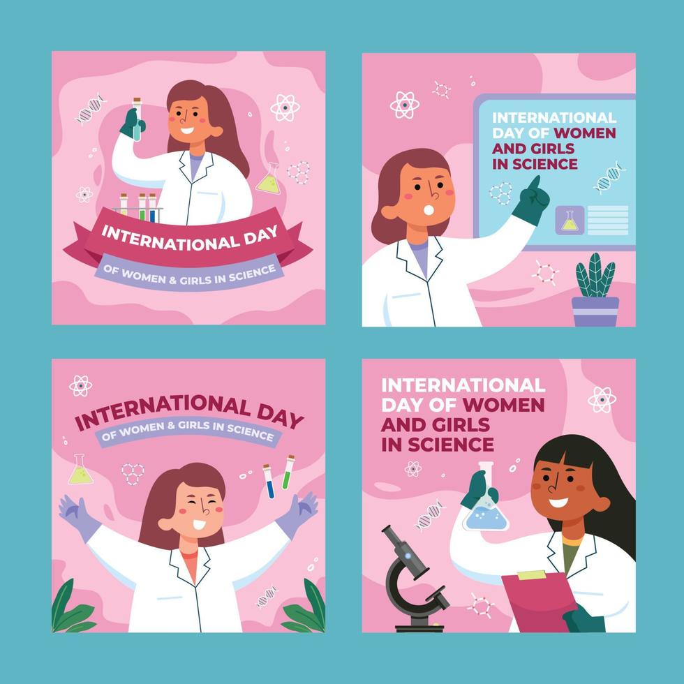 Giornata internazionale della scienza delle donne e delle ragazze social media vettore
