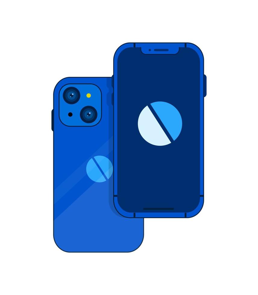 mockup di iphone smartphone su sfondo bianco. iPhone ultimo modello con notch e tre fotocamere. vettore