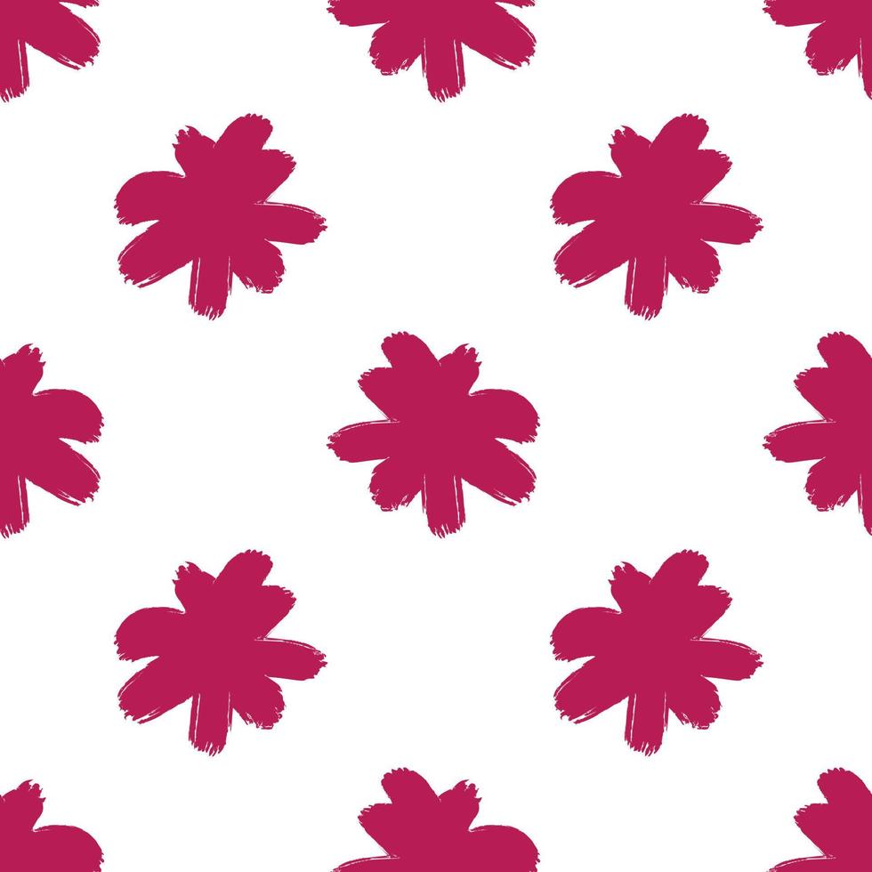 modello senza cuciture isolato con stampa decorativa di fiori semplici. ornamento rosa brillante. sfondo bianco. vettore