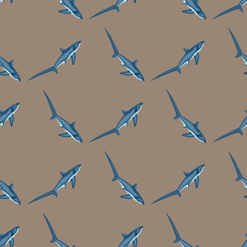 modello senza cuciture squalo volpe in stile scandinavo. sfondo di animali marini. illustrazione vettoriale per bambini tessili divertenti.