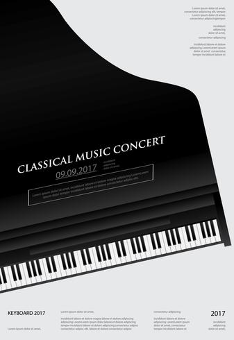 Illustrazione di vettore del modello del fondo del manifesto del pianoforte a coda di musica