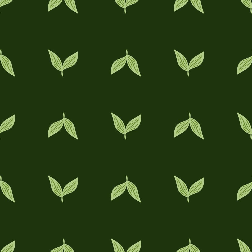 motivo geometrico senza cuciture a base di erbe con sagome di foglie semplici sagomate. sfondo del fogliame. vettore