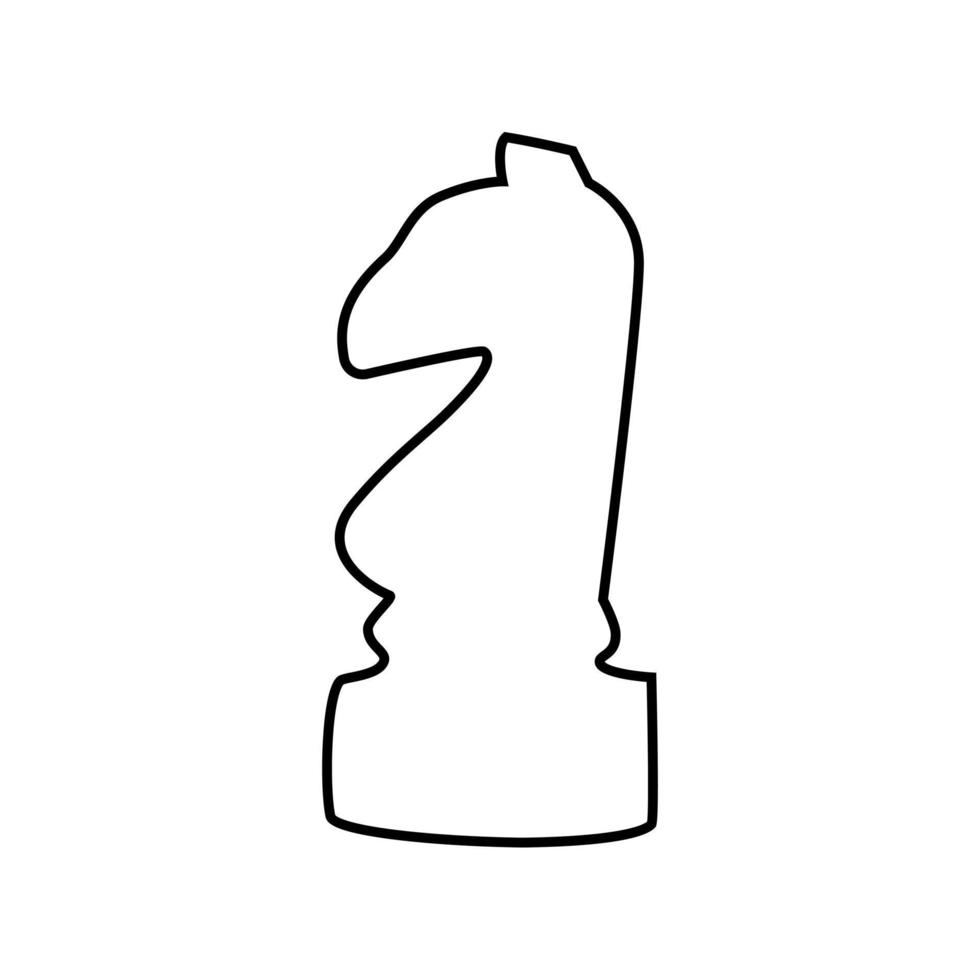 pezzo del cavaliere nel simbolo del gioco di scacchi in stile contorno. mossa del cavaliere isolata su sfondo bianco. vettore