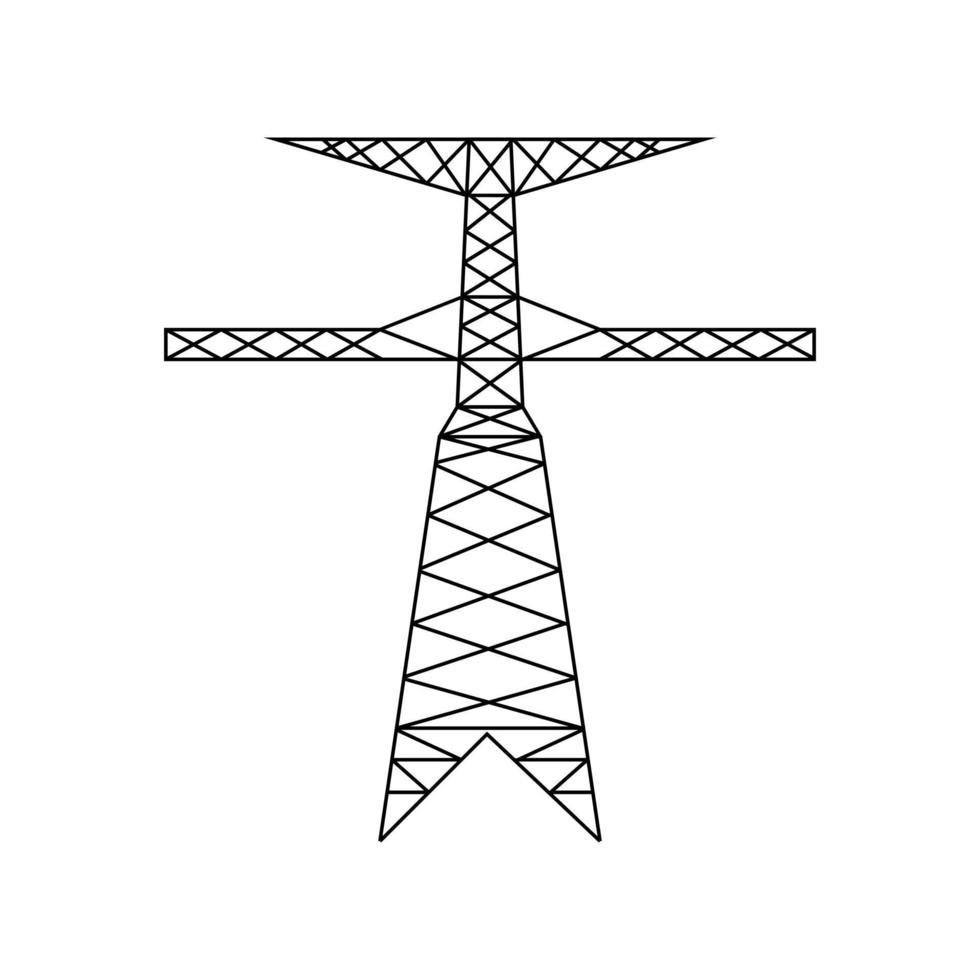 pittogramma della torre della linea elettrica. icona del pilone elettrico ad alta tensione. vettore