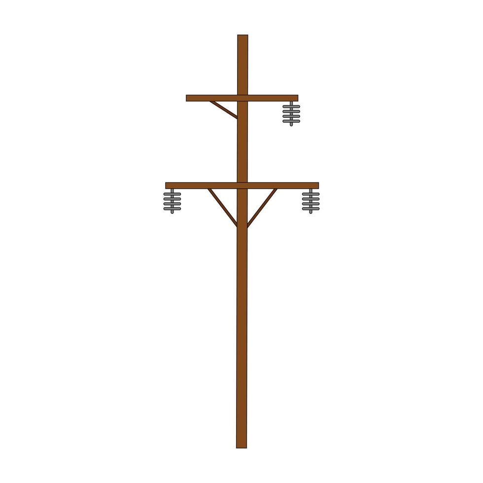 icona della linea elettrica di legno. illustrazione del disegno vettoriale piatto della linea elettrica isolata