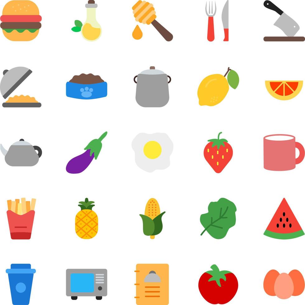icone di cibo in stile piatto per qualsiasi scopo perfette per la presentazione di app mobili del sito Web vettore